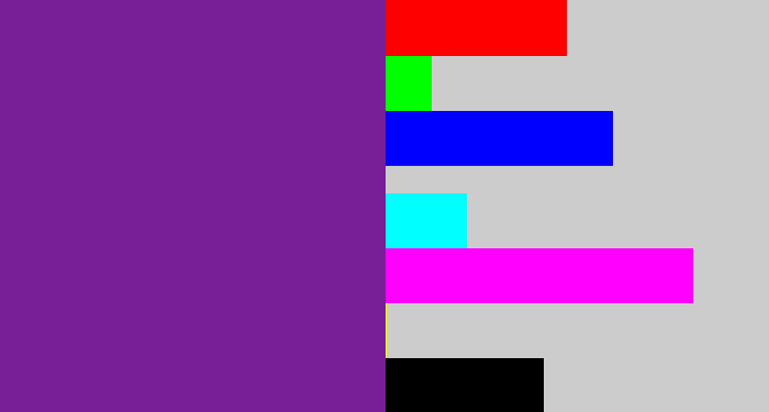Hex color #781e97 - purple