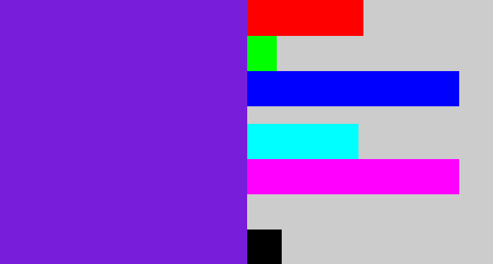 Hex color #781edb - purply blue