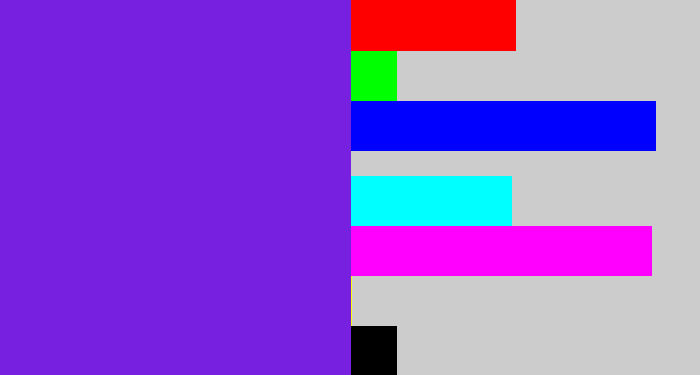 Hex color #7820df - purply blue