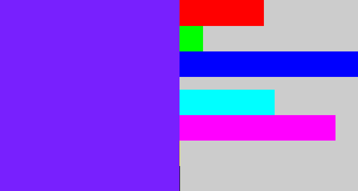 Hex color #7820fe - purplish blue