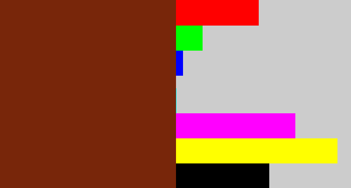 Hex color #78260a - reddish brown
