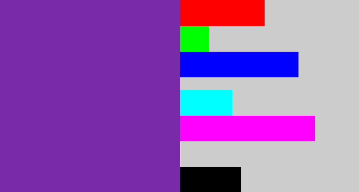 Hex color #782aa9 - purple