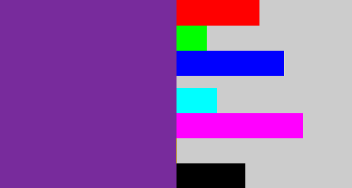 Hex color #782b9c - purple