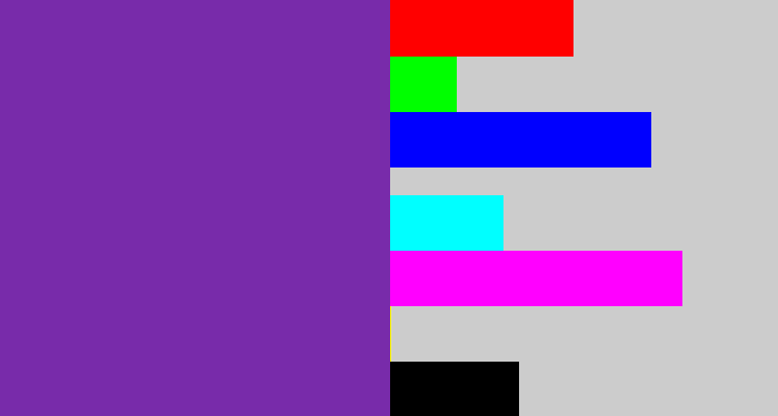 Hex color #782baa - purple