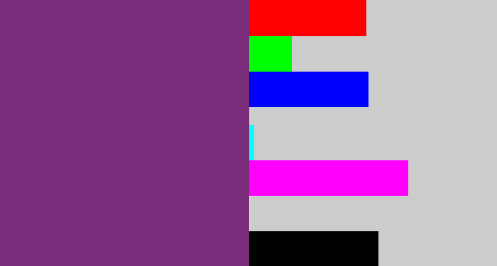 Hex color #782c7a - darkish purple