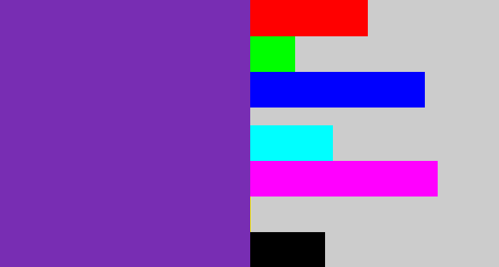 Hex color #782db3 - purple