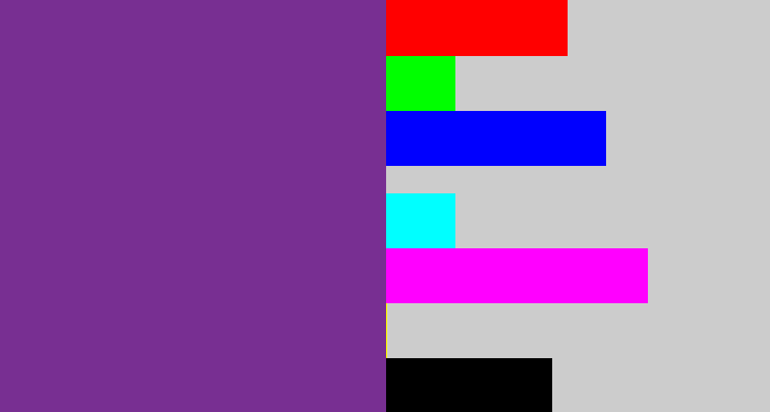 Hex color #782f92 - purple