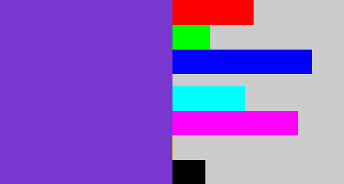Hex color #7837cf - bluey purple
