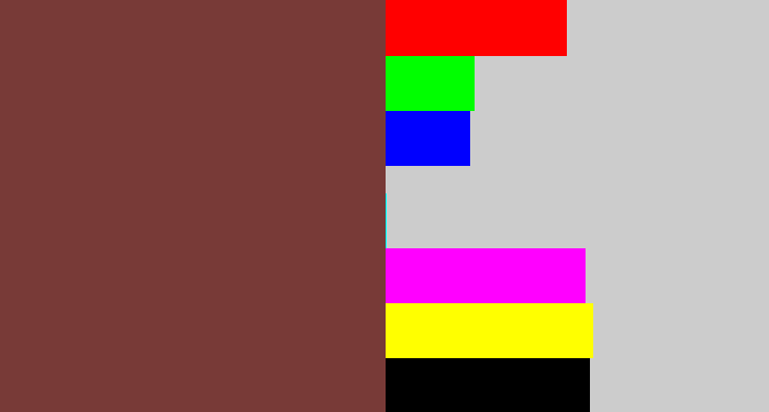 Hex color #783a37 - purple brown