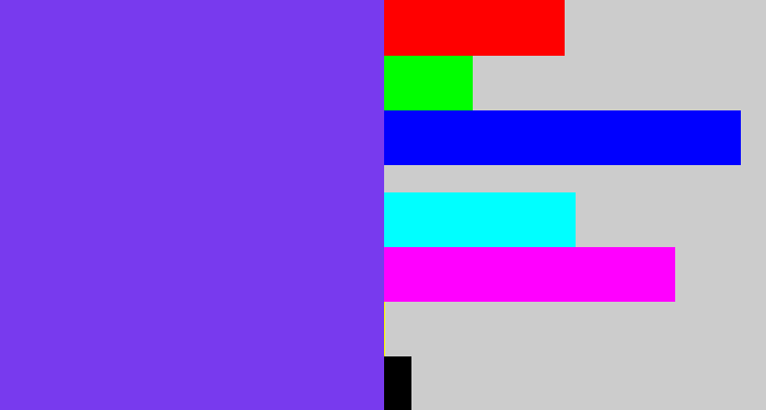 Hex color #783aee - bluish purple