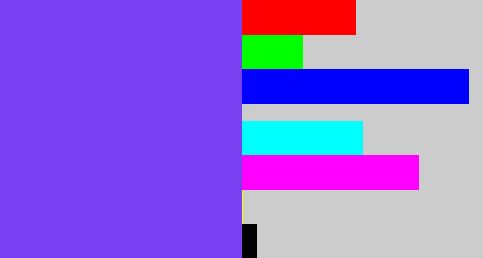 Hex color #7840f0 - bluish purple