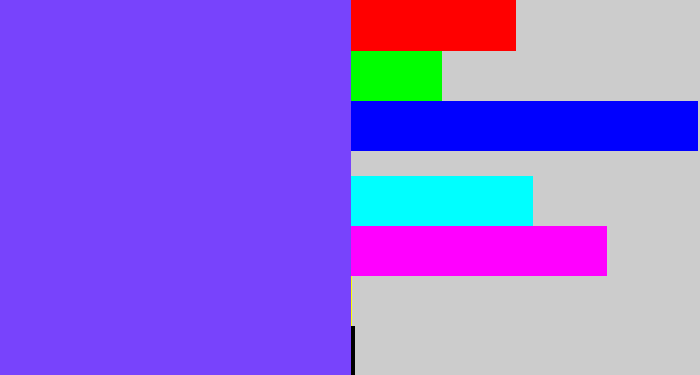 Hex color #7843fc - bluish purple