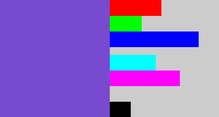 Hex color #784acf - light indigo