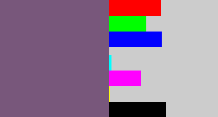 Hex color #78577b - dull purple