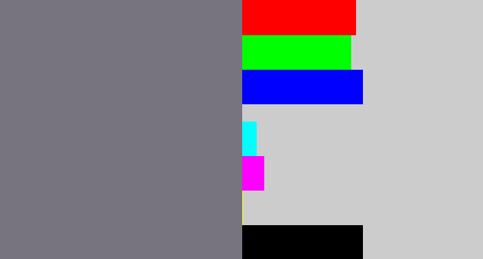 Hex color #78747f - purplish grey