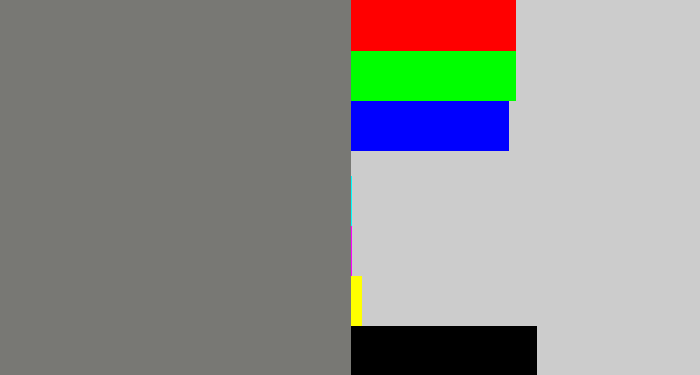 Hex color #787874 - medium grey