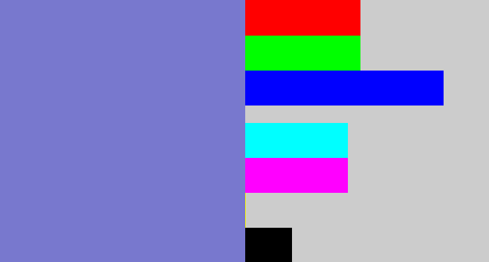 Hex color #7878ce - dark periwinkle