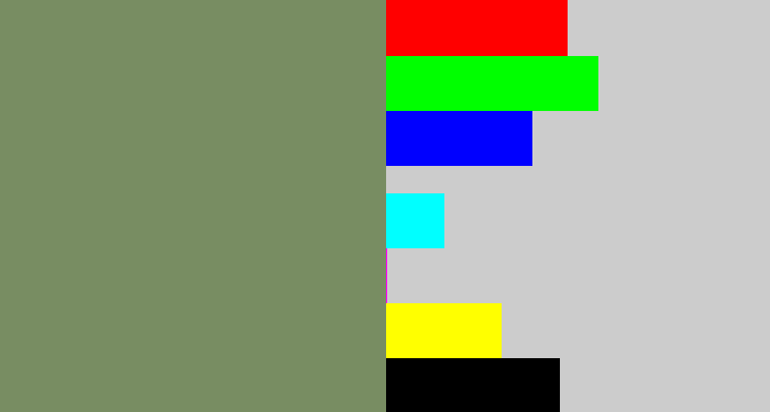 Hex color #788d62 - green grey