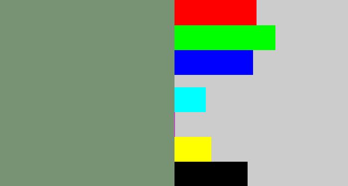Hex color #789374 - green grey