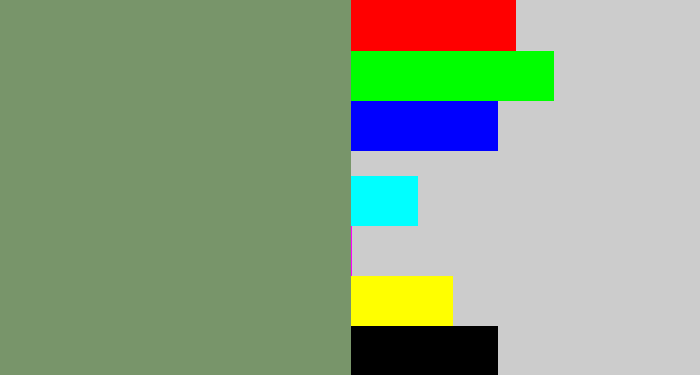 Hex color #78956a - green grey