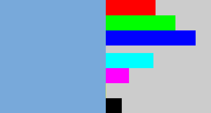 Hex color #78a9da - greyblue