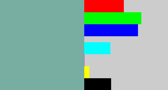 Hex color #78ada2 - greyblue