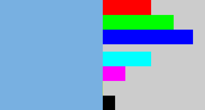 Hex color #78b0e1 - sky blue