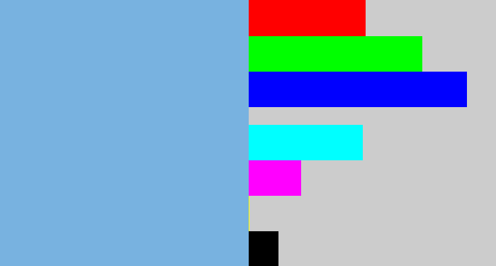 Hex color #78b2e0 - sky blue