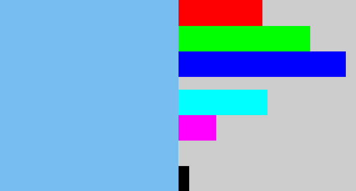 Hex color #78bdf0 - lightblue