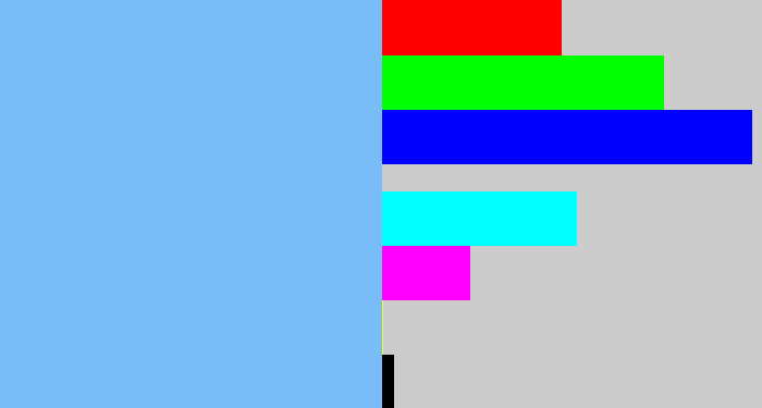 Hex color #78bdf7 - sky blue
