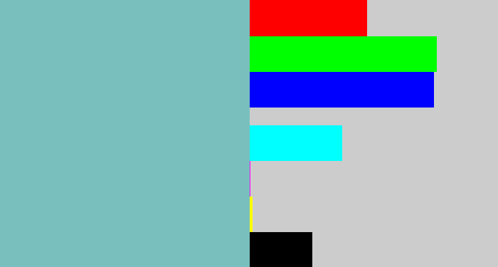 Hex color #78bfbd - pale teal