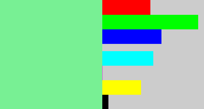 Hex color #78f094 - light bluish green