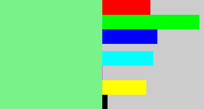 Hex color #78f289 - lightgreen