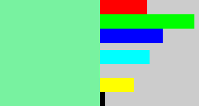 Hex color #78f2a0 - seafoam green