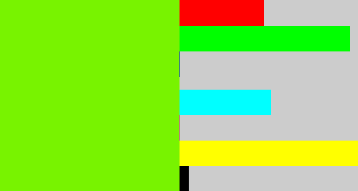 Hex color #78f300 - bright lime