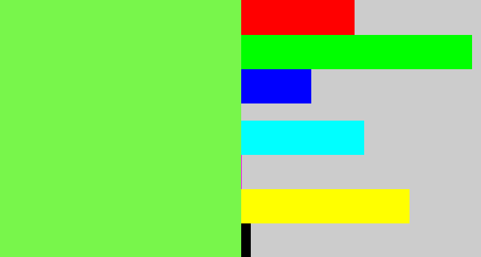 Hex color #78f64b - lighter green