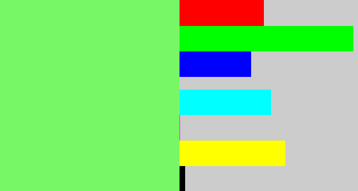 Hex color #78f766 - lighter green