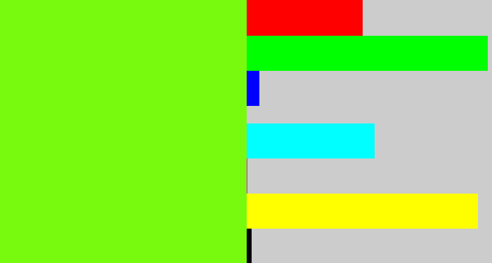 Hex color #78fa0e - bright lime