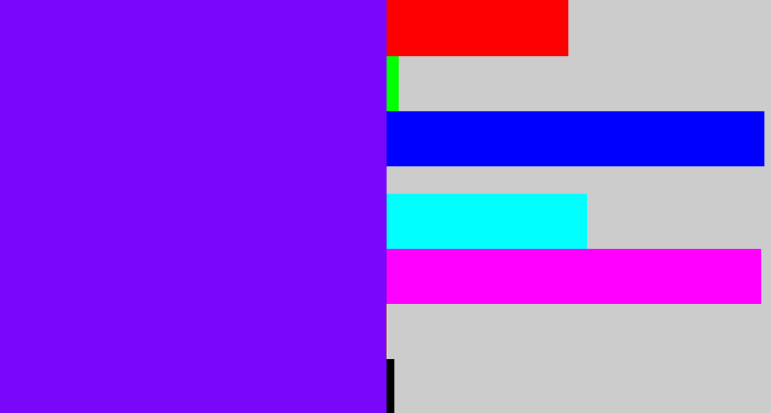 Hex color #7908fa - purply blue
