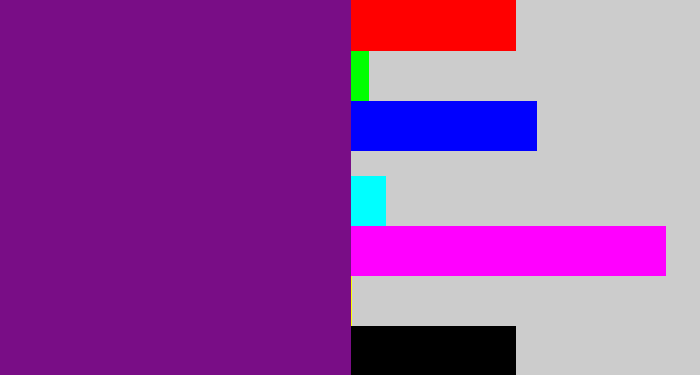 Hex color #790d86 - darkish purple