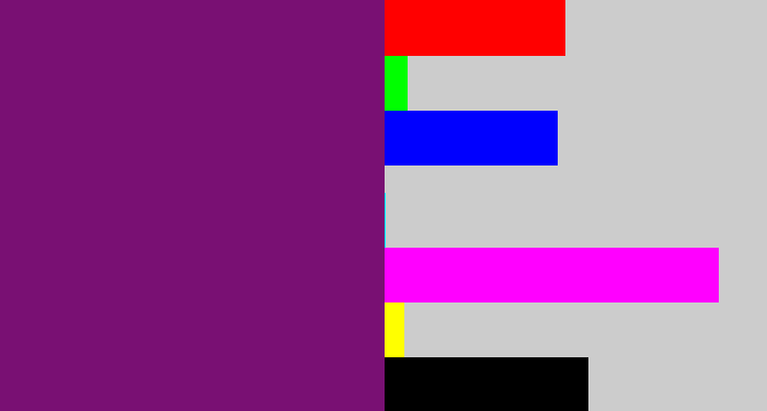 Hex color #791073 - darkish purple