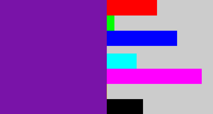 Hex color #7913a8 - purple