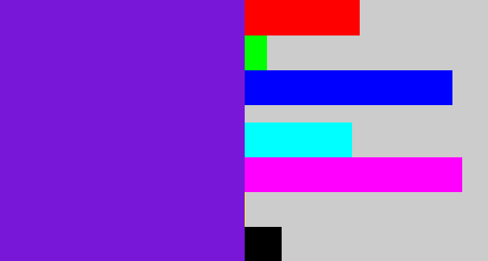 Hex color #7917d8 - purply blue