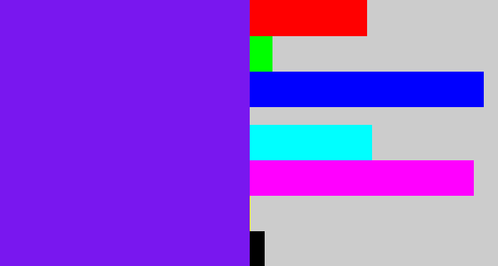 Hex color #7917ef - purply blue