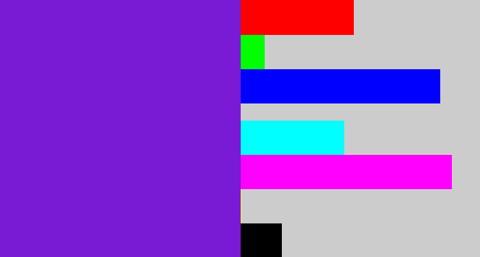 Hex color #791ad4 - purple/blue