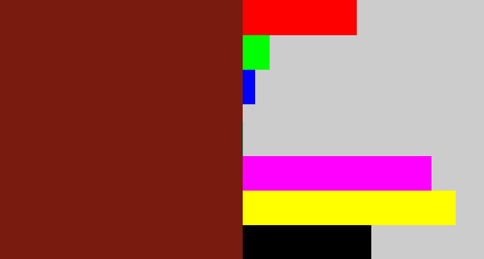 Hex color #791b0e - reddish brown