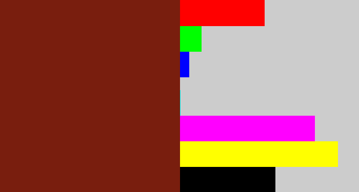 Hex color #791e0e - reddish brown