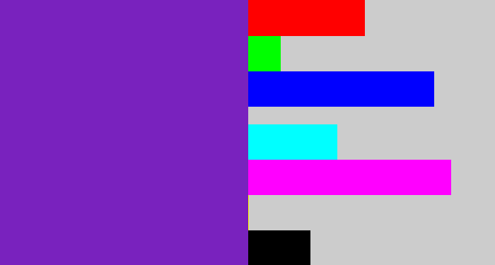 Hex color #7922be - purple/blue