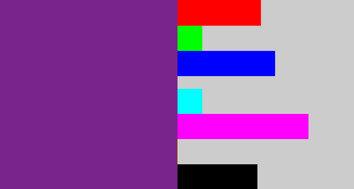 Hex color #79248c - purple