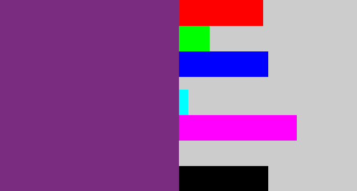 Hex color #792c80 - darkish purple